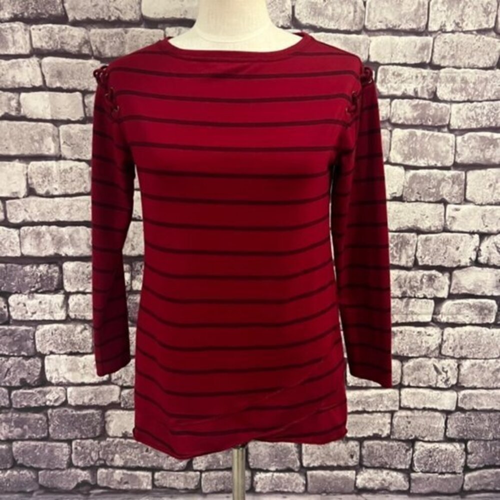 Chico Zenergy Red Striped Long Sleeve Top Size Small